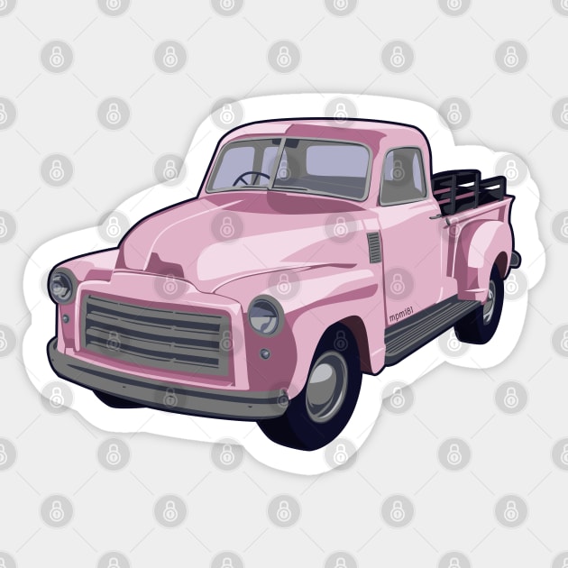 Vintage Pink Truck Sticker by mpmi0801